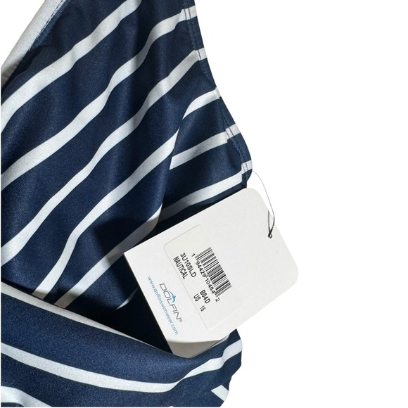 Dolfin Aquashape Wrap Front Swim Dress One Piece Swimwear Navy White Size 16 NWT - Picture 5 of 7